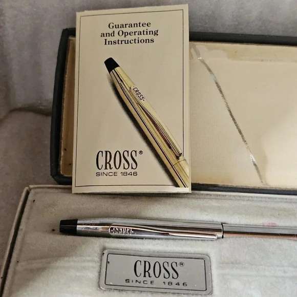 Vintage 1982 CROSS Chrome Ball Point Pen #3502 NEW in Box, Paperwork NOS - Picture 6 of 7